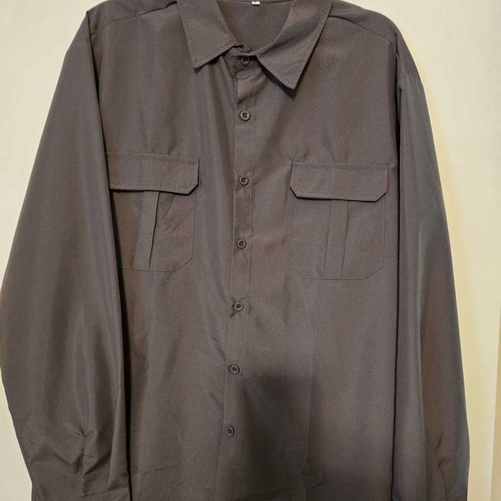 BRAND NEW Unbranded Large Men's Long Sleeve Gray Silky Dress Shirt WITHOUT TAGS